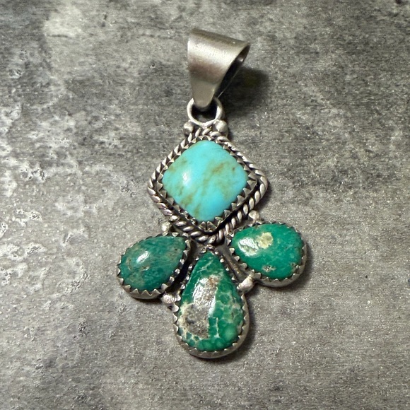 Turquoise and Silver Pendant Necklace